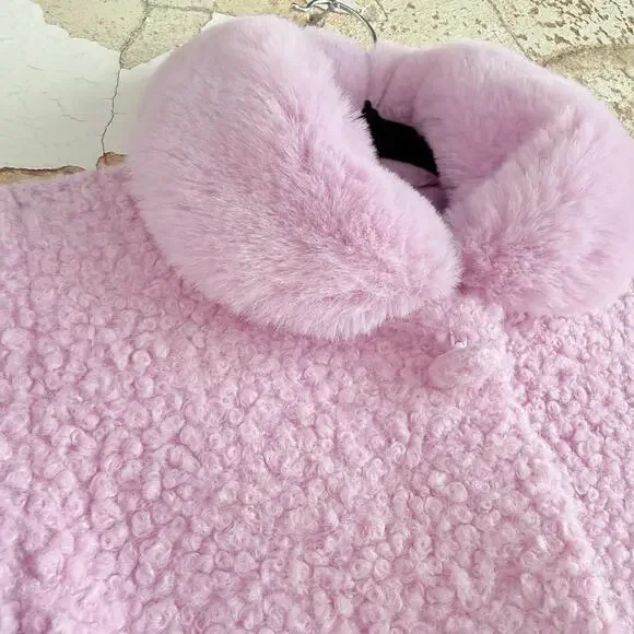 Teddy Coat Purple Boucle Winter Jacket‎ Faux Fur Collar Princess Girls 6 Mayoral
